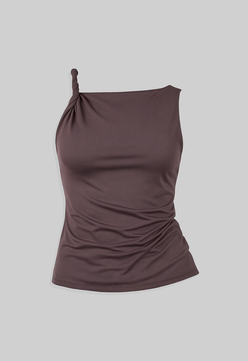 ONE SHOULDER RING DETAIL TOP (BROWN)