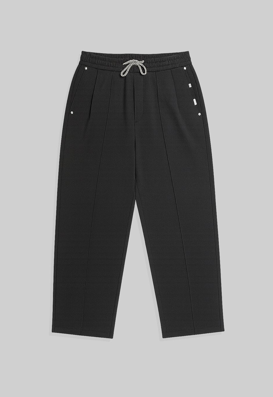 RELAXED-FIT BLACK DRAWSTRING PANTS