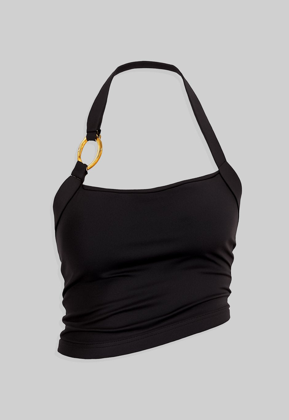 BLACK HALTER RING DETAIL TOP