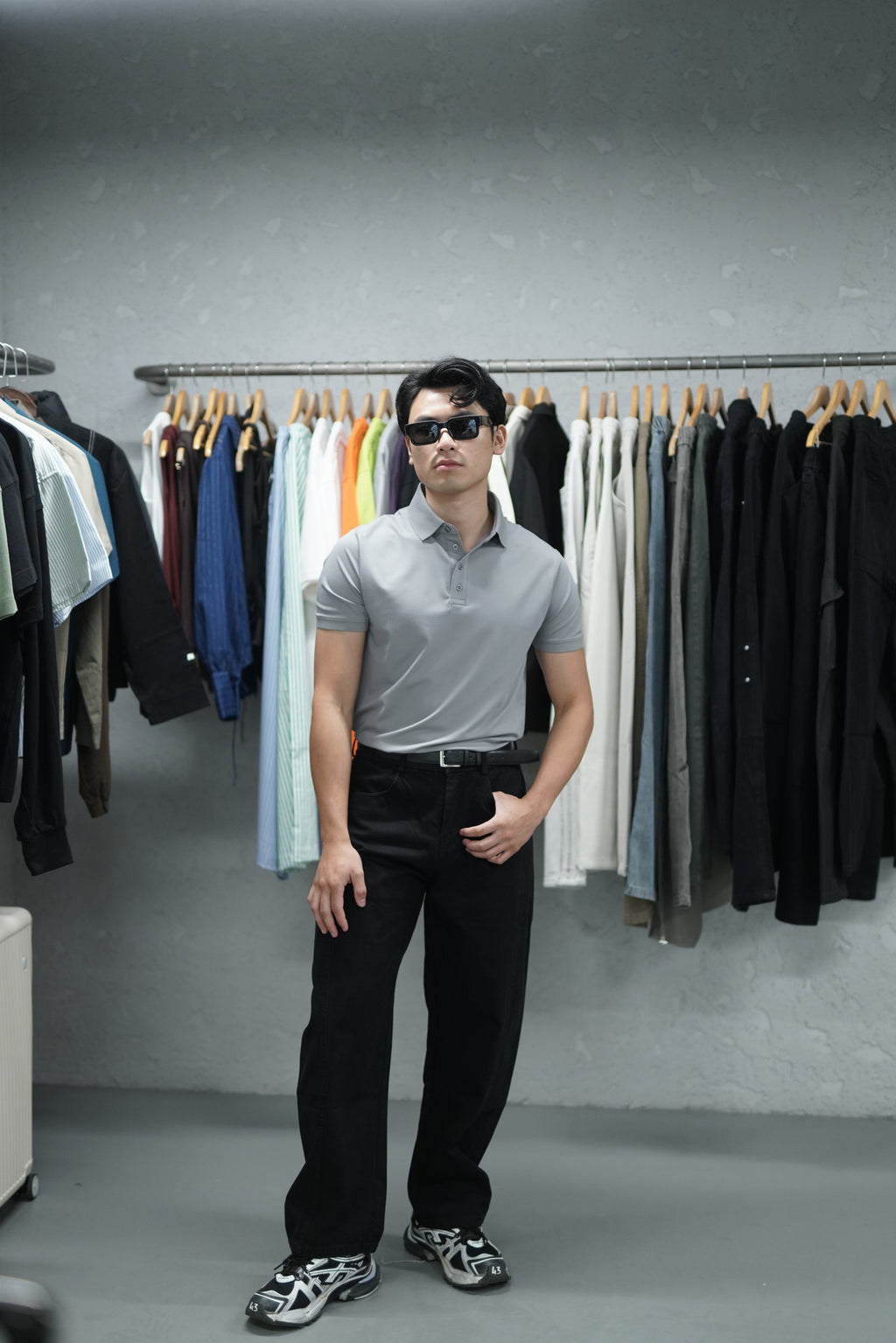 MEN'S GREY GOLF POLO T-SHIRT