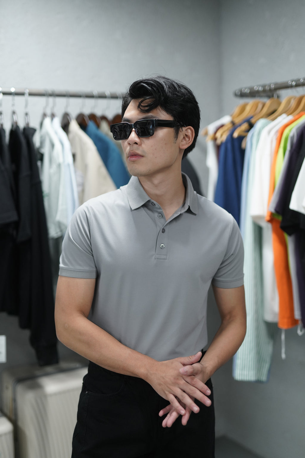 MEN'S GREY GOLF POLO T-SHIRT
