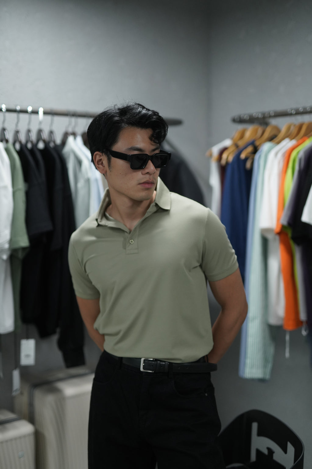 OLIVE GREEN POLO T-SHIRT