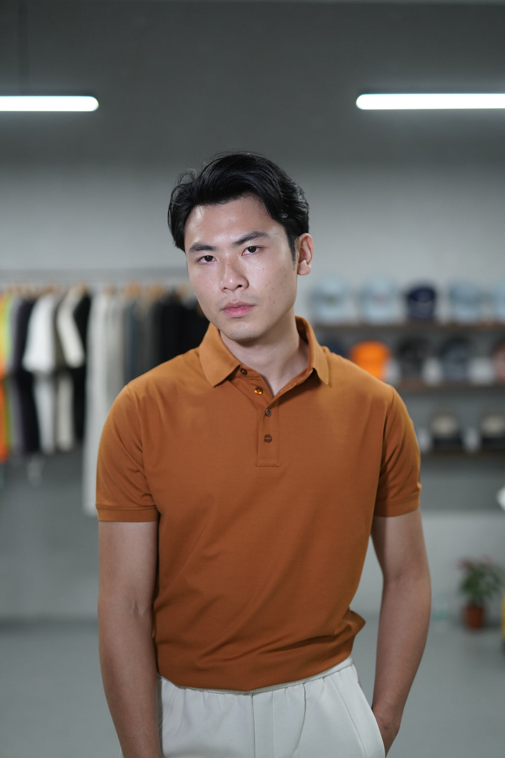 CARAMEL SOLID POLO T-SHIRT