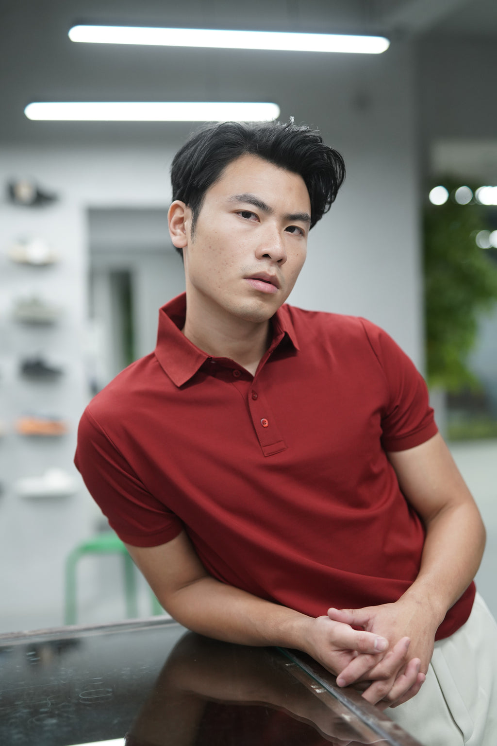 RED SOLID POLO T-SHIRT