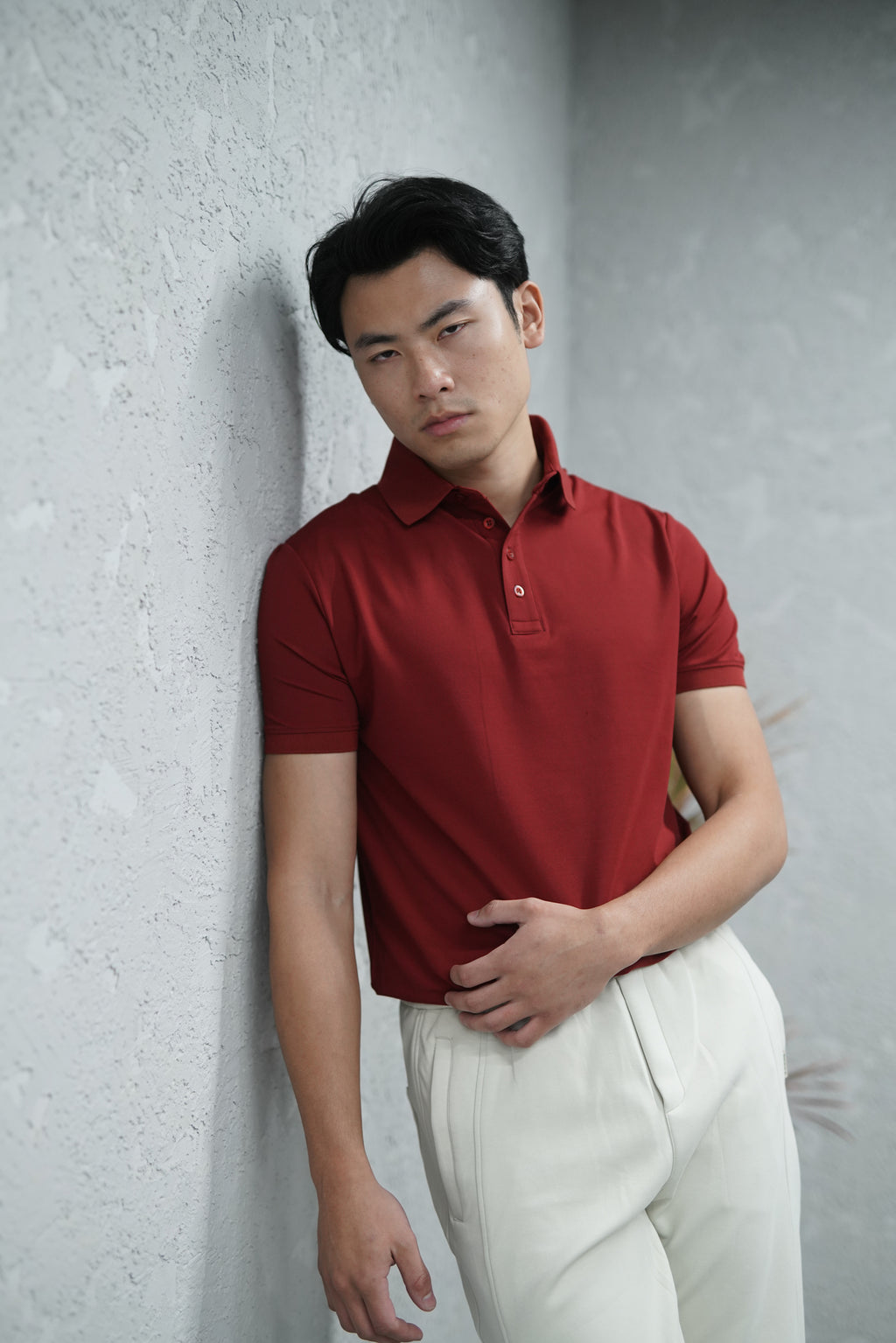 RED SOLID POLO T-SHIRT