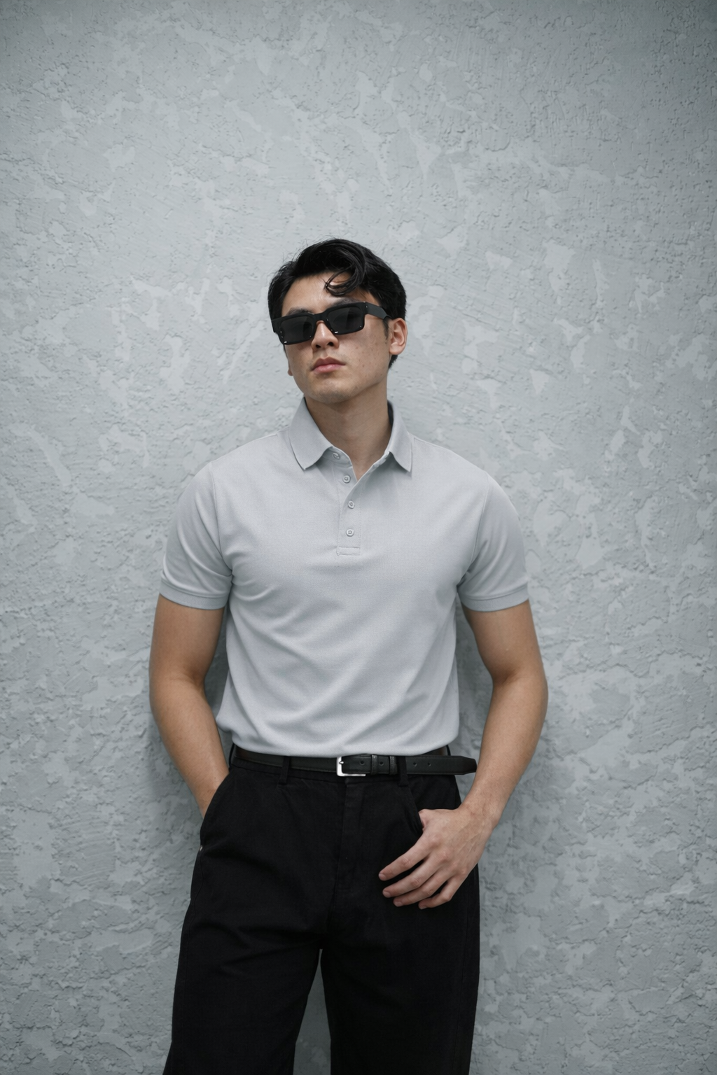 LIGHT GREY POLO T-SHIRT