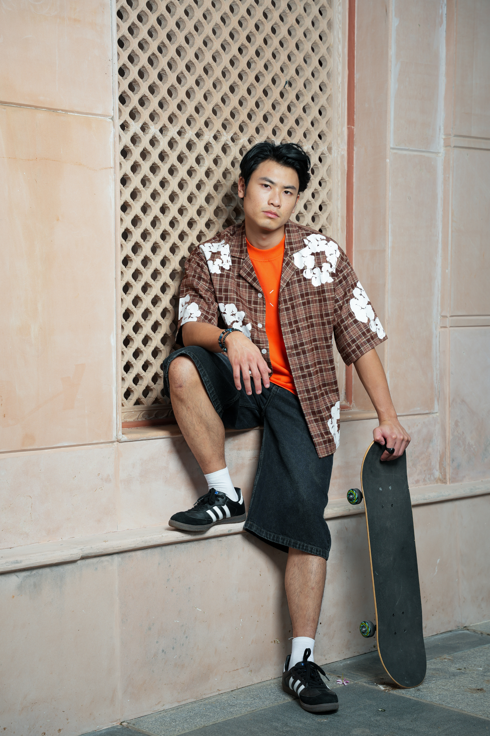 FLORAL CHECKERED CUBAN SHIRT