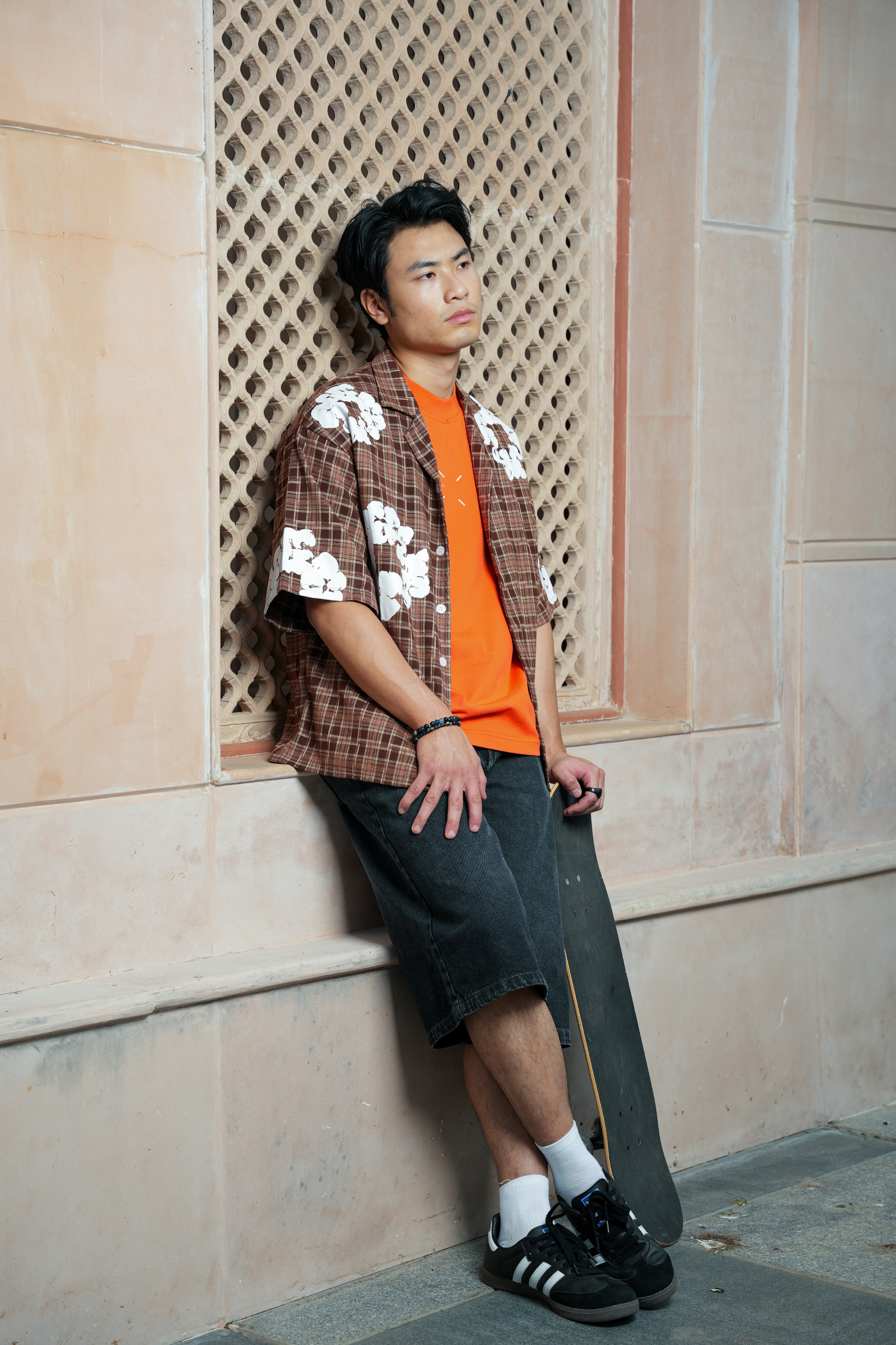 FLORAL CHECKERED CUBAN SHIRT