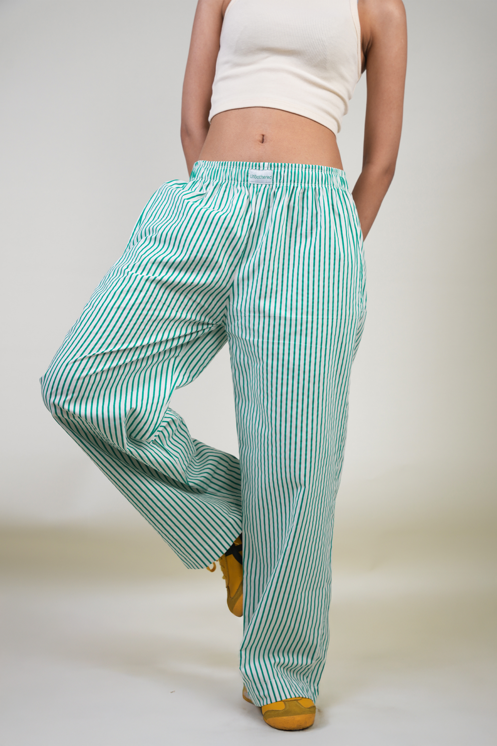 GREEN STRIPE RELAXED PANTS